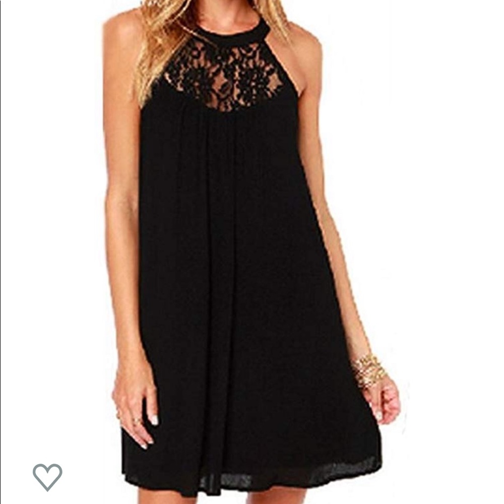 Women's Lace Loose Casual Mini Chiffon Dress